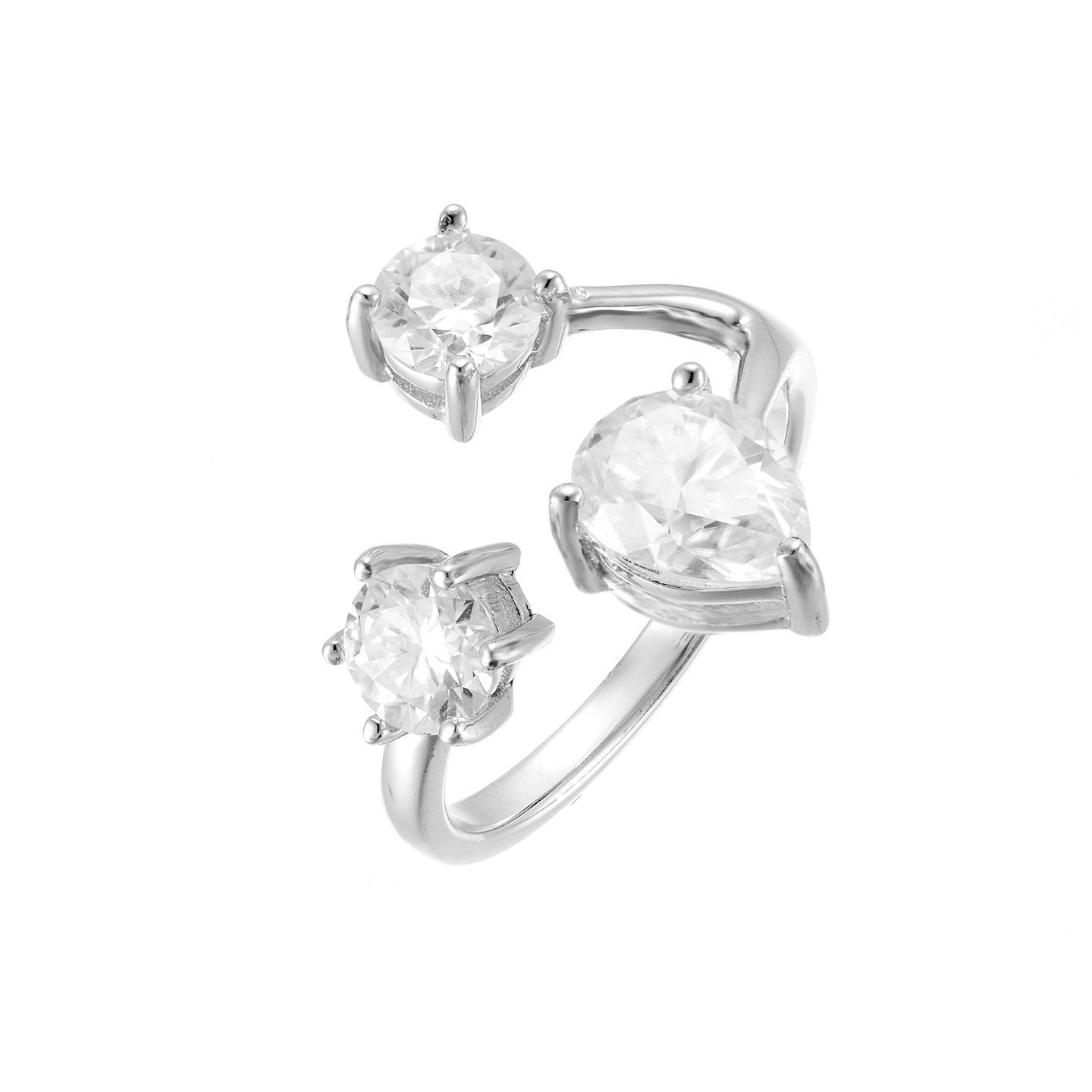 AHCHOO cold commuting versatile moissanite open ring S925 silver ring couple gift adjustable