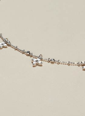 AHCHOO 静奢S925车花碎冰冰项链十字花朵吊坠配链素链锁骨链颈链