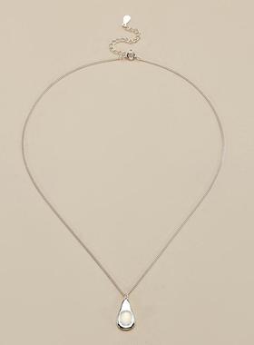 AHCHOO 董洁清冷感静奢风白玛瑙梨形吊坠项链S925银项饰纯银链