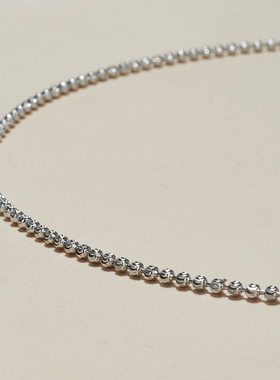 AHCHOO 静奢风S925纯银镭射圆球项链玉石吊坠配链素链锁骨链颈链