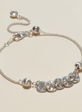 AHCHOO 静奢S925纯银碎冰冰五钱币手链不规则转运珠手环金币手饰