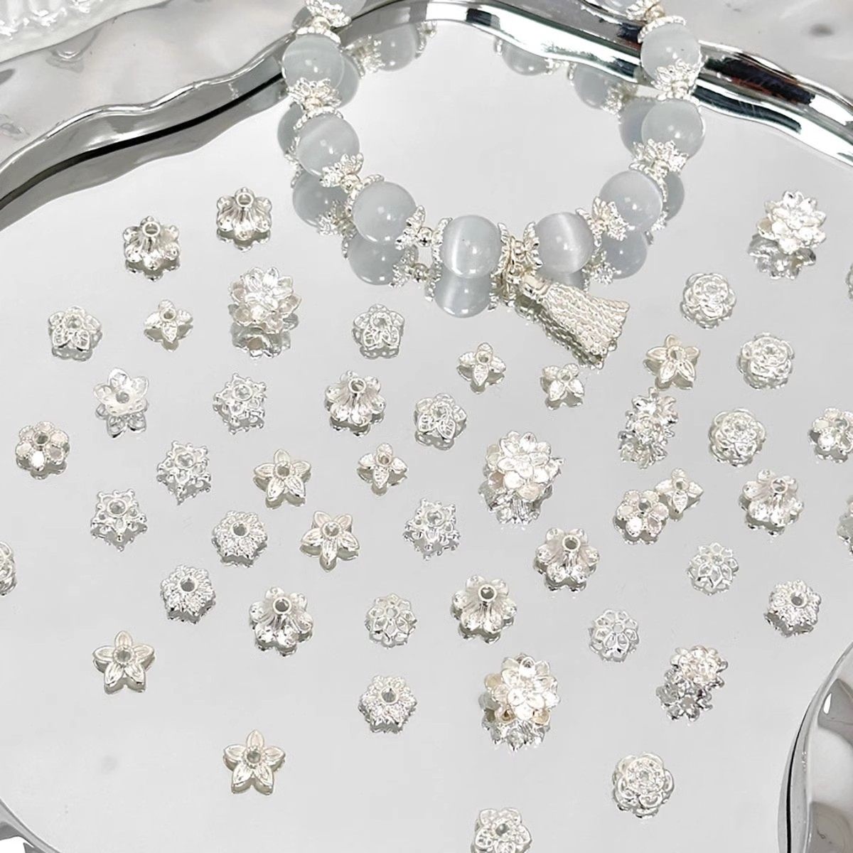 包邮亮银色合金花托莲花串珠diy项链手链隔珠子隔片手工饰品配件,淘宝优惠券,粉丝福利购,淘宝优惠卷