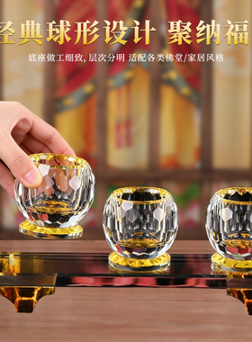 水晶莲花佛前供杯净水聚福