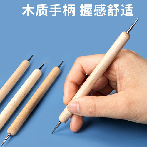 压线笔压痕笔无水笔划痕笔水溶彩铅钻笔留白点花笔拉线笔油泥修饰 - 图0