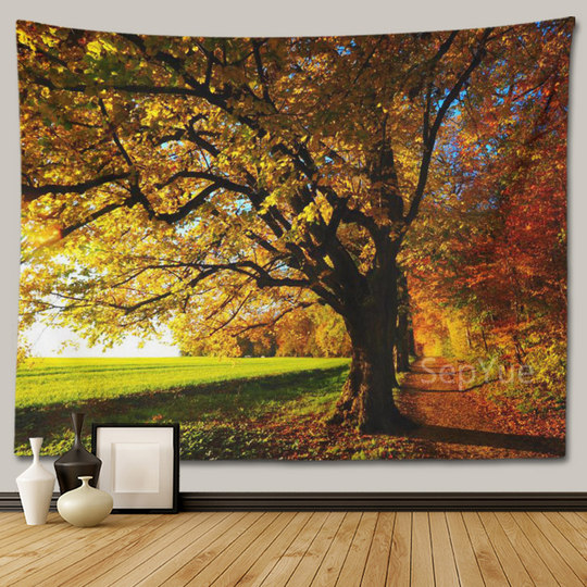 大树森林墙布主播背景布卧室茶室墙壁装饰挂毯场景壁画布自然风景