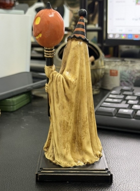 发光南瓜法杖幽灵桌面摆件万圣节