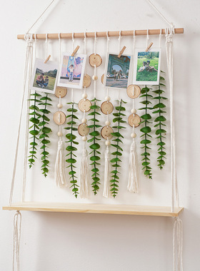 北欧ins仿真尤加利叶壁挂置物架