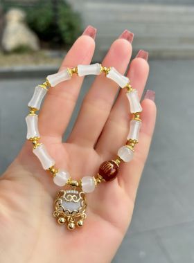 杭州香积竹节平安锁手串女轻奢ins小众设计高级感手链正品代请