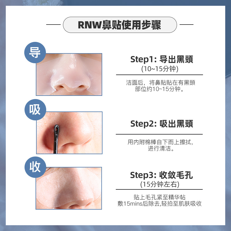 韩国rnw鼻贴去黑头吸粉刺神器清洁收缩毛孔祛鼻子闭口导出液女男 - 图1