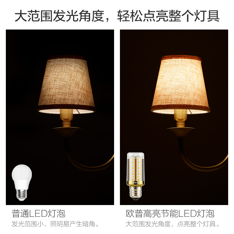 欧普led灯泡大小螺口节能灯泡e14螺口e27螺口变色7W家用灯芯超亮 - 图1