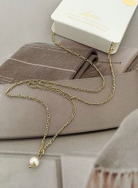 s57青岛欧美首饰品简约新品时尚小巧秀气镀真金天然珍珠唯美项链