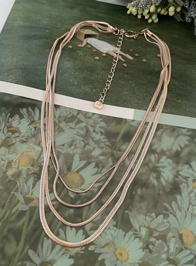 欧美原单纯铜多层锁骨链