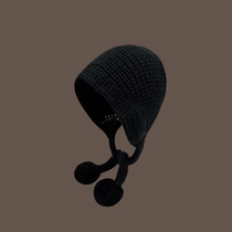 Yang power the same knitted hat children autumn winter 100 hitch-bots warm wool line hat female hair wool ball long braid ear cap woman