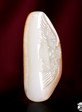 新疆和田玉白玉籽玉把件大鹏展翅