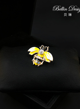 合金复古黄色蜜蜂胸针女西服配饰开衫别针防走光扣小胸花饰品3186