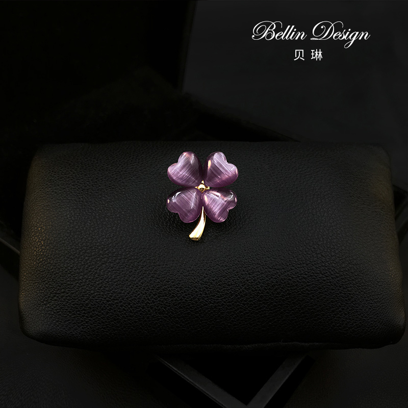 四叶草防走光扣小胸针裙子v领衣服固定免缝领针高档配饰胸花3570 - 图1