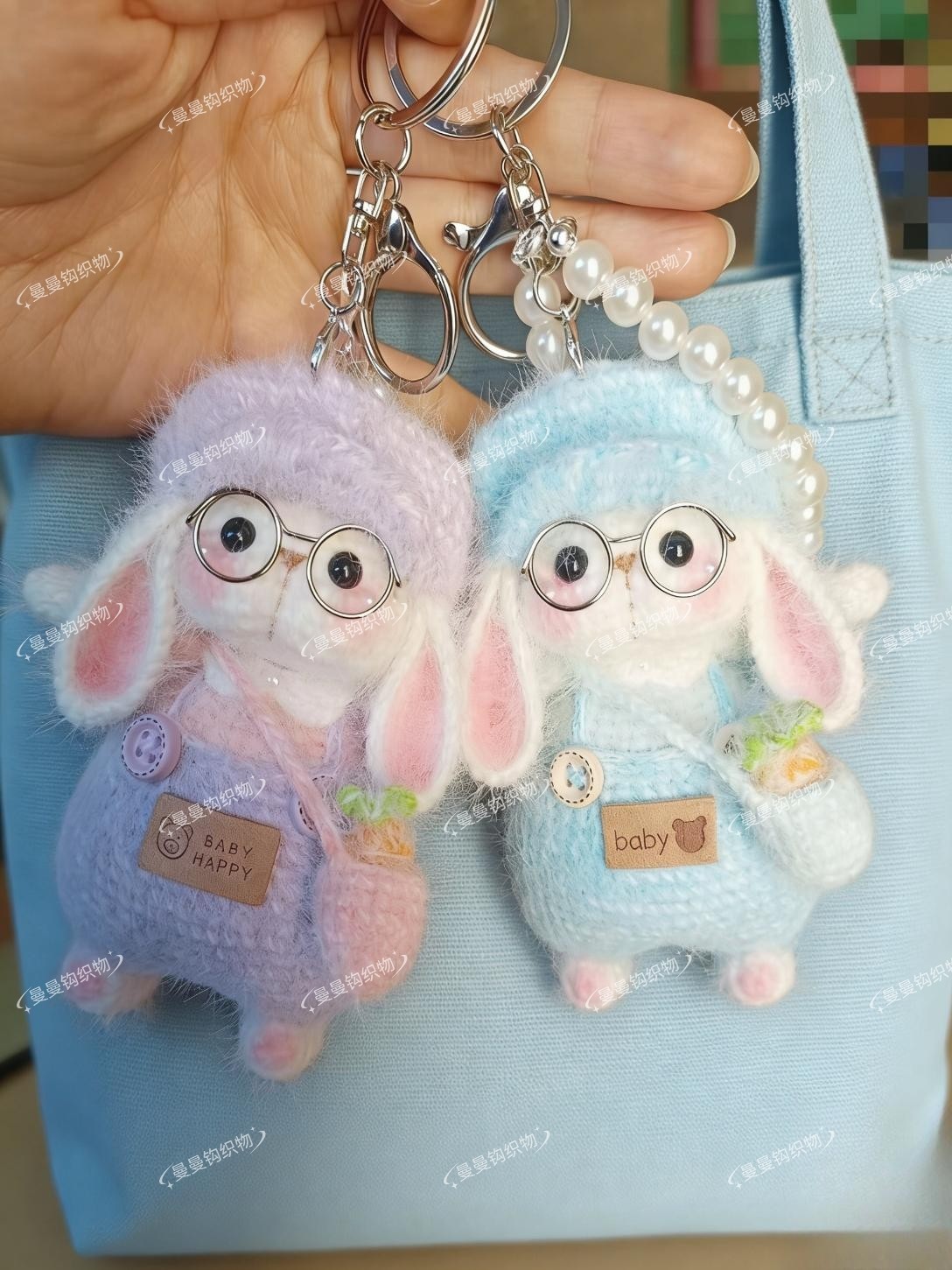 手工毛线钩织糖糖兔可爱玩偶长耳朵兔编织公仔钥匙扣包包车挂件,淘宝优惠券,粉丝福利购,淘宝优惠卷