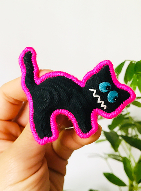 壹人手作胸针黑猫古怪精灵