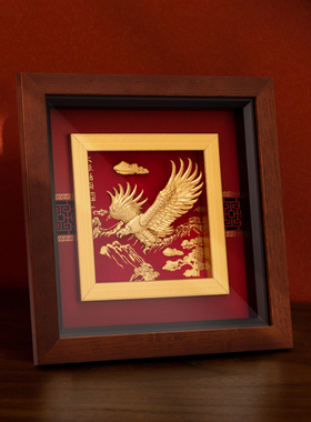 商务摆件大展鸿图创意足金金箔画