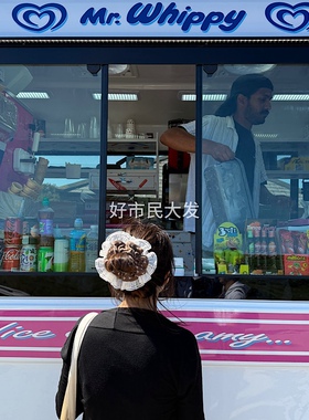 好市民大发 自制进口蕾丝大肠圈碎花bm风少女发圈显脸小秋冬百搭