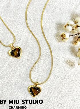 巴洛克系列天然虎眼石爱心项链