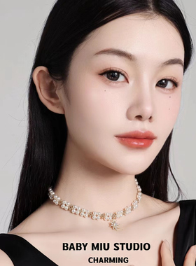 BABYMIU金耀太阳珍珠编织项链