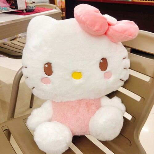 三丽鸥日本正版hello kitty粉色害羞毛绒公仔凯蒂猫大号玩偶抱枕 - 图2