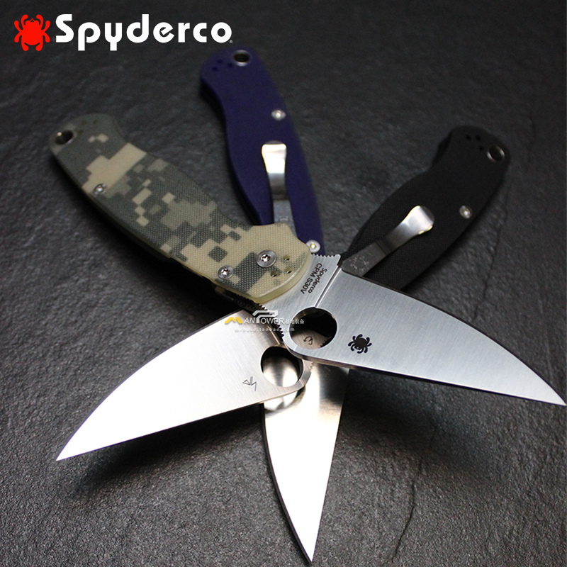 美国SPYDERCO蜘蛛C81 Para-Military系列折刀S45VN/S110V粉末钢刃-图0