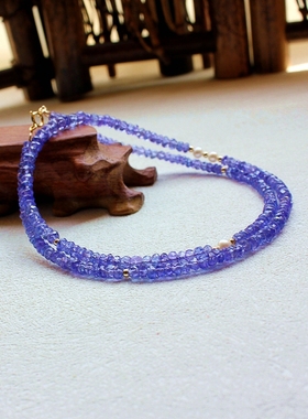 坦桑石项链蓝紫色宝石锁骨链手链