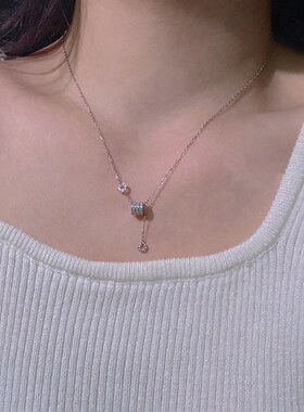 S999足银小蛮腰流苏满钻项链女高