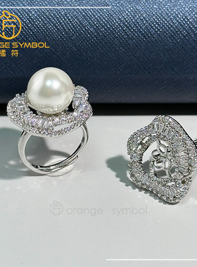 DIY配件 开口可调节铜镀18k金 施家珍珠锆石花朵戒指女时尚指环气