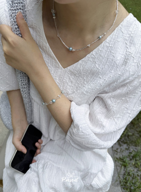 小众天然水晶珍珠串珠项链锁骨链