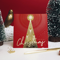 byears white night original red starred Christmas cards Christmas tree starry sky bronzing new year business custom cards