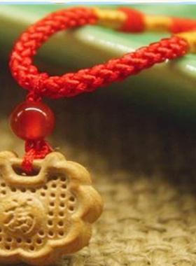 桃木平安锁吊坠长命百锁项链压惊