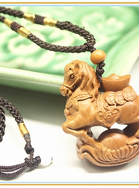 桃木生肖马吊坠属马上发财钥匙扣