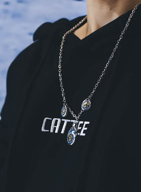 高桥钛钢个性男女三吊坠项链飞鹰