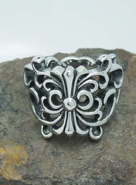 女个性小众冷淡银色钛钢蝴蝶戒指