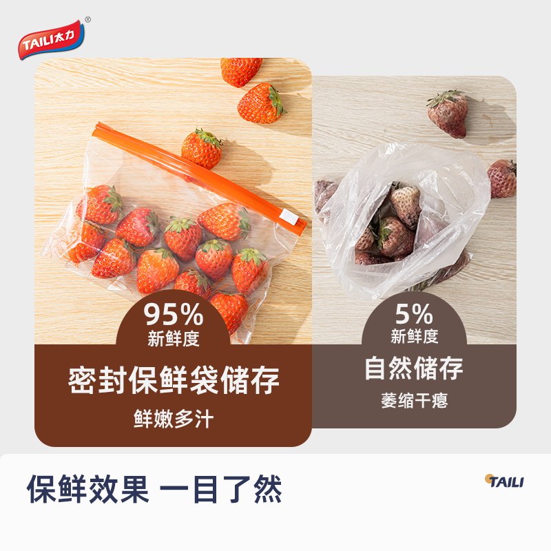 太力拉链式保鲜袋大中小加厚食品级冰箱收纳专用密封袋密实袋,淘宝优惠券,粉丝福利购,淘宝优惠卷