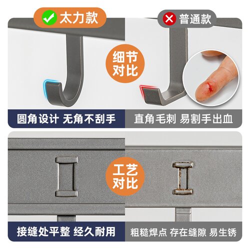 太力吸盘毛巾架卫生间免打孔折叠高端浴室浴巾置物架一体厕所挂架 - 图3