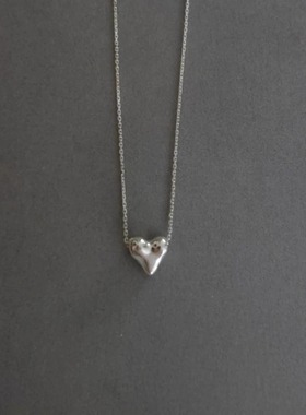 自制out of label通体S925纯银亮银色爱心项链happyrim怒推