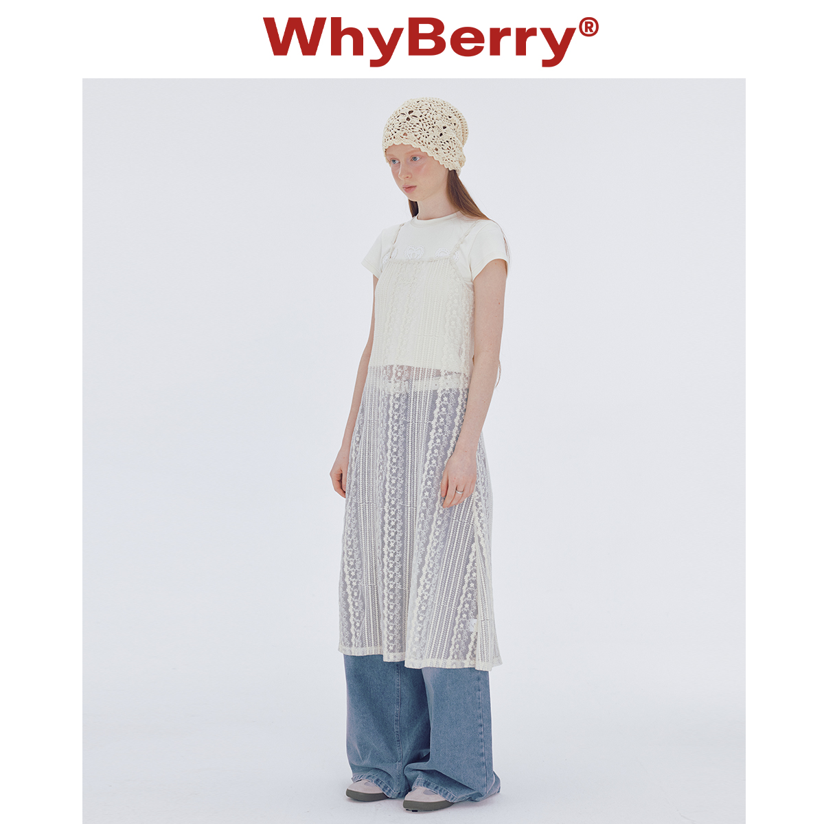 WhyBerry 24SS“月光手书”白色长款吊带裙收腰连衣裙开叉设计感 - 图2