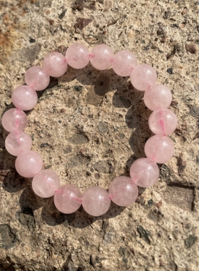 天然粉水晶手链冰透粉色玛瑙小米珠子6mm手串女草莓晶高级感粉白