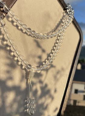 白水晶手链108颗佛珠念珠多圈