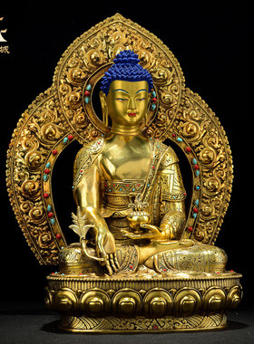 全鎏金药师佛铜像摆件
