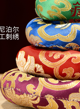 尼泊尔手工刺绣颂钵钵垫音钵垫圈满月钵配套垫子棉布家用木鱼垫子