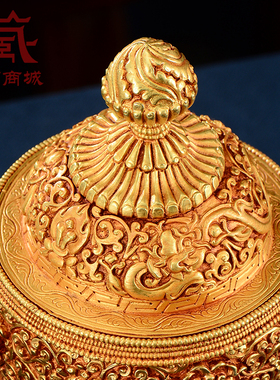 家用米盒铜全鎏金摆件