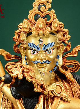 全鎏金绿财神铜像摆件