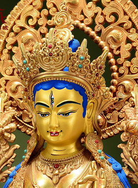 全鎏金白度母家用铜像摆件