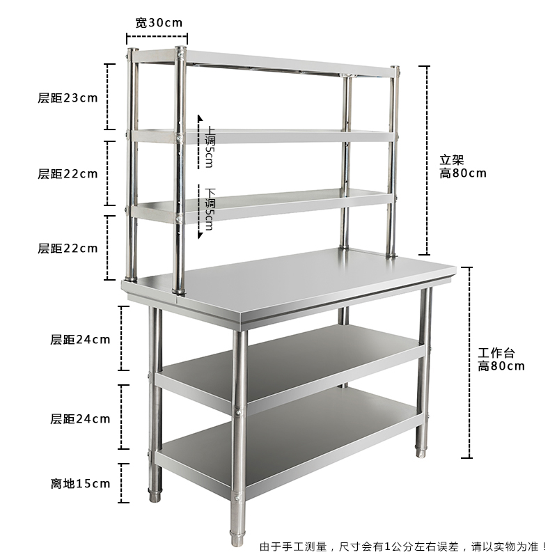 饭店厨房不锈钢工作台切菜打包专用长方形操作台打荷台案板面立架-图1