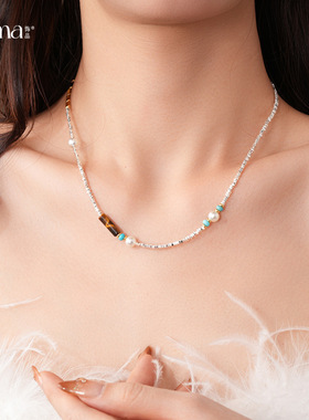 2025冬当季新款 衣佳人折扣 碎银串珠珍珠项链毛衣链轻奢感项饰